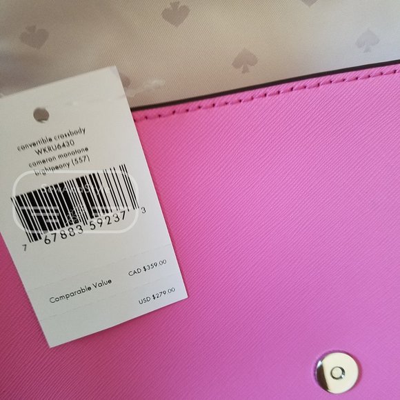 CAMERON MONOTONE KATE SPADE BRIGHT PEONY CONVERTIBLE CROSSBODY PINK BRAND NEW - Picture 2 of 7